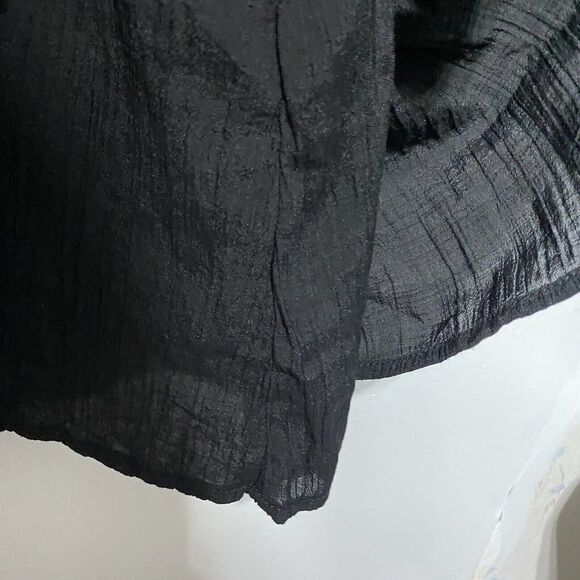 Avenue Blouse Womens 14 Black Peasant Top Boho Flowy 3/4‎ Sleeve V Neck Popover - Picture 10 of 11